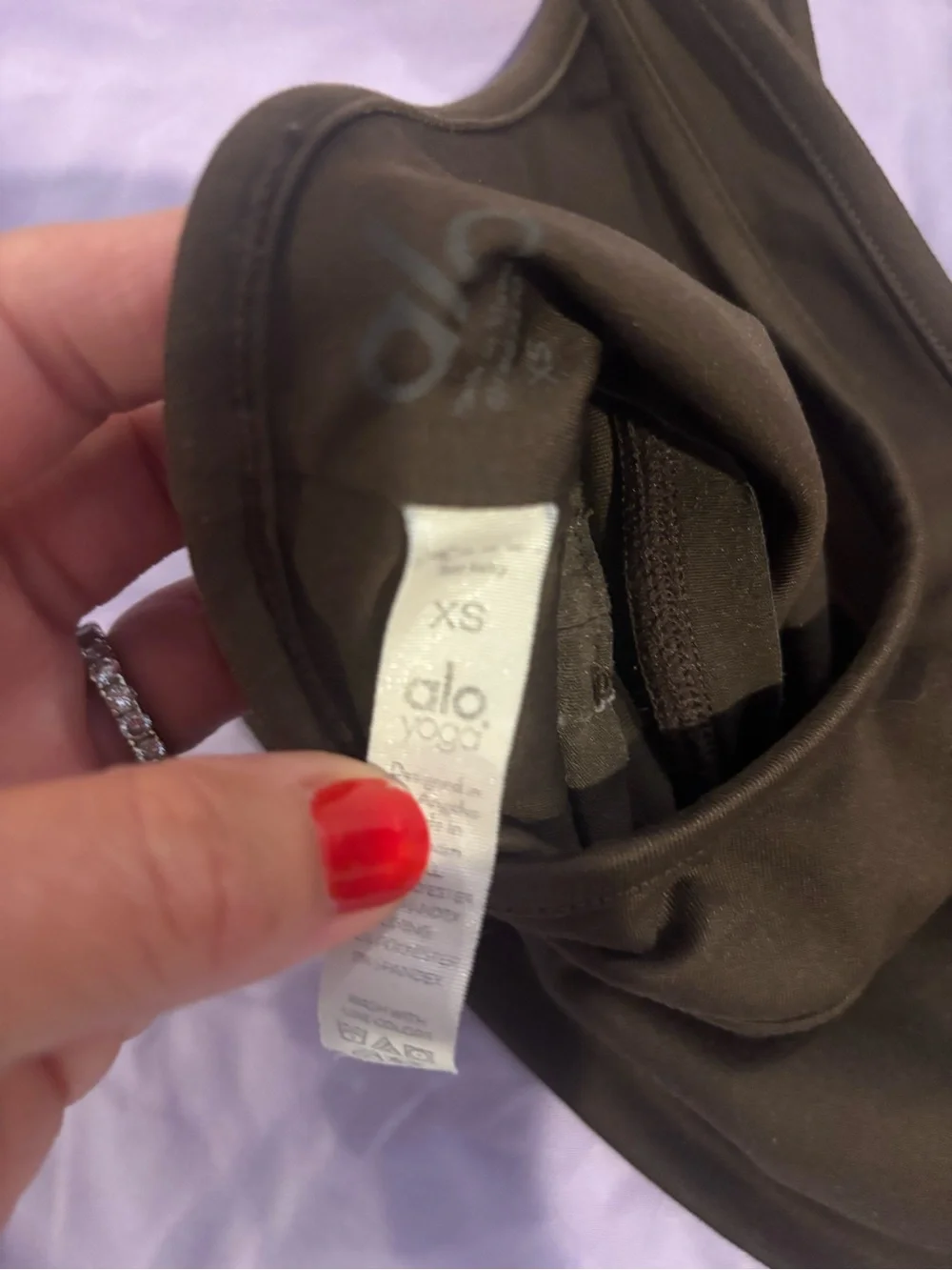 ALO Yoga Brown Ruched V-Neck Racerback Sports Bra